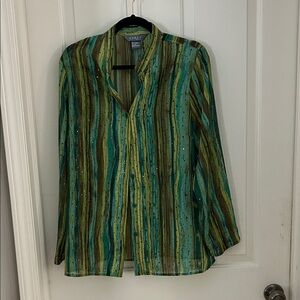 Koret size Petit large glittery button down top